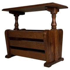 Fine Antique Early 20th Century English Oak Side Table with Storage