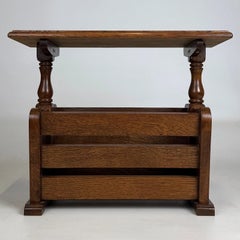 Fine Antique Early 20th Century English Oak Side Table with Storage