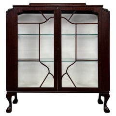 Fine Antique Early 20th Century English Edwardian Mahogany Vitrine Cabinet
