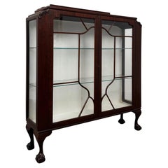 Fine Antique Early 20th Century English Edwardian Mahogany Vitrine Cabinet