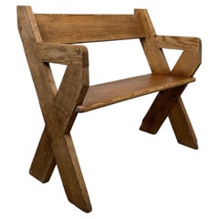 Fine Antique 19th Century English Victorian Pitch Pine Bench