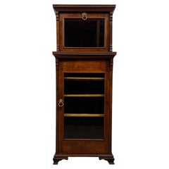 Fine Antique 19th Century English Walnut Narrow Display Cabinet