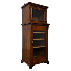 Fine Antique 19th Century English Walnut Narrow Display Cabinet