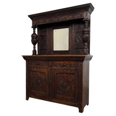 Fine Antique 19th Century English Victorian Carved Oak Sideboard