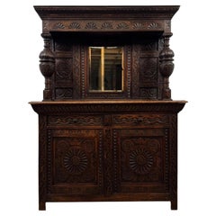 Fine Antique 19th Century English Victorian Carved Oak Sideboard