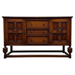Fine Antique Early 20th Century English Jacobean-Style Oak Sideboard
