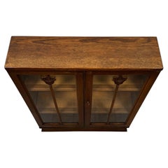 Fine Antique Early 20th Century English Edwardian Oak Display Vitrine Cabinet