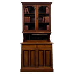 Fine Early 20th Century English Edwardian Walnut Bookcase with Bevelled Mirror