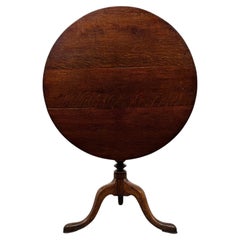 Fine Antique 18th Century English Georgian Golden Oak Tripod Tilt-Top Table
