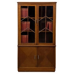 Fine Vintage Mid 20th Century Golden Oak Glazed Display Vitrine Cabinet