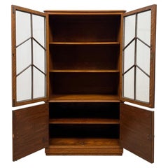 Fine Vintage Mid 20th Century Golden Oak Glazed Display Vitrine Cabinet