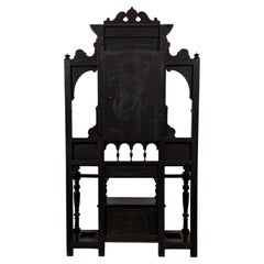 Impressive 19th Century English Victorian Carved Oak Green Man Hall Stand