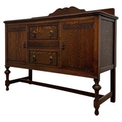 Fine Antique Early 20th Century English Edwardian Carved Oak Sideboard
