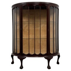 Antique Early 20th Century English Edwardian Demi-Lune Glazed Vitrine Cabinet