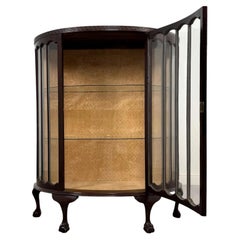 Antique Early 20th Century English Edwardian Demi-Lune Glazed Vitrine Cabinet