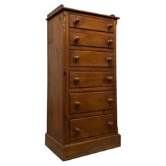 Fine Vintage Mid 20th Century Narrow Pine Chest of Drawers