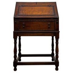 Fine Antique English Jacobean Style Oak Bureau, Early 20th Century