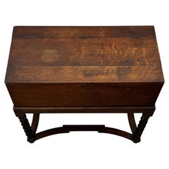 Antique 19th Century English Victorian Oak Box on Stand