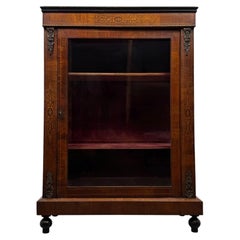 Fine Antique 19th Century English Victorian Inlaid Walnut Pier Cabinet Vitrine