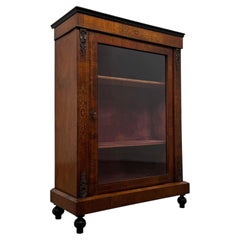 Fine Antique 19th Century English Victorian Inlaid Walnut Pier Cabinet Vitrine