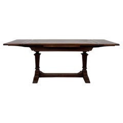 Fine Antique Early 20th Century English Oak Draw-Leaf Refectory Dining Table