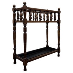 Fine Antique Early 20th Century English Edwardian Oak Umbrella and Stick Stand