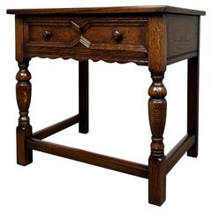 Antique Early 20th Century English Jacobean Style Oak Side Table