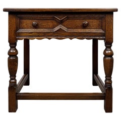 Antique Early 20th Century English Jacobean Style Oak Side Table