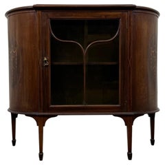 Early 20th Century English Edwardian Inlaid Mahogany Display Cabinet Vitrine