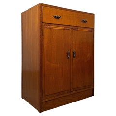 Antique Early 20th Century English Art Deco Style Oak Cupboard Cabinet