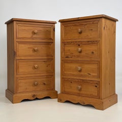 Fine Matching Pair of Vintage Mid Century Pine Bedside Cabinets