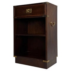 Fine Antique Campaign Style Mahogany Bookcase Cupboard, Early 20th Century