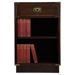 Fine Antique Campaign Style Mahogany Bookcase Cupboard, Early 20th Century