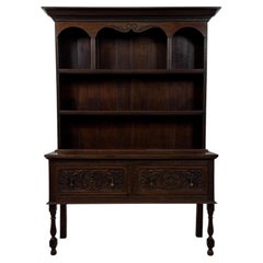 Fine Antique 19th Century English Oak Dresser with Carved Decoration