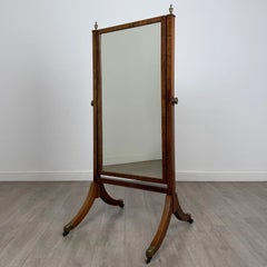 Fine Antique Early 20th Century English Edwardian Inlaid Mahogany Cheval Mirror
