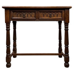 Fine Antique Early 20th Century English Edwardian Oak Side Table