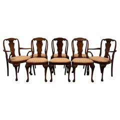 Fine Antique Set of Eight Burr Walnut and Upholstered Dining Chairs