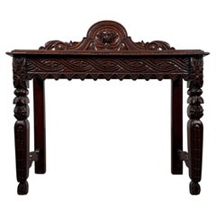 Fine Antique 19th Century English Victorian Carved Oak Side Table