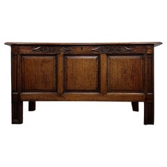 Fine Antique Georgian Oak Coffer or Blanket Chest, 18th Century