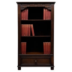 Fine Antique Early 20th Century English Oak Open Bookcase