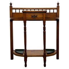 Fine Antique Early 20th Century English Edwardian Golden Oak Hall Stand