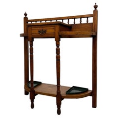 Fine Antique Early 20th Century English Edwardian Golden Oak Hall Stand