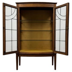 Fine Antique Early 20th Century English Edwardian Oak Display Cabinet Vitrine