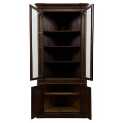 Fine 20th Century Jacobean Style Oak Corner Cabinet Vitrine