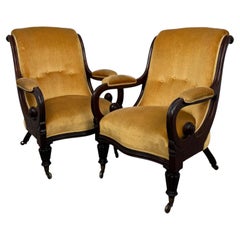 Fine Antique 19th Century English Mahogany Armchairs, William IV Period