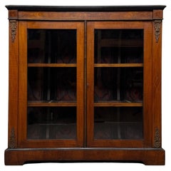 Fine Antique 19th Century English Victorian Walnut Pier Vitrine Cabinet