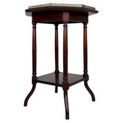 Fine Antique 19th Century Octagonal Mahogany Side Table with Brass Gallery