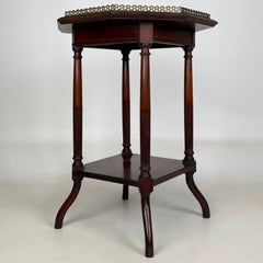 Fine Antique 19th Century Octagonal Mahogany Side Table with Brass Gallery