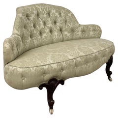 Fine Antique 19th Century English Victorian Mahogany Button-Back Settee