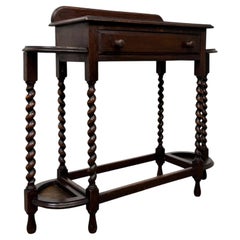Fine Antique Early 20th Century English Edwardian Oak Hall Stand